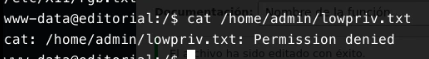 Permission denied error when www-data attempts to read admin's lowpriv.txt file