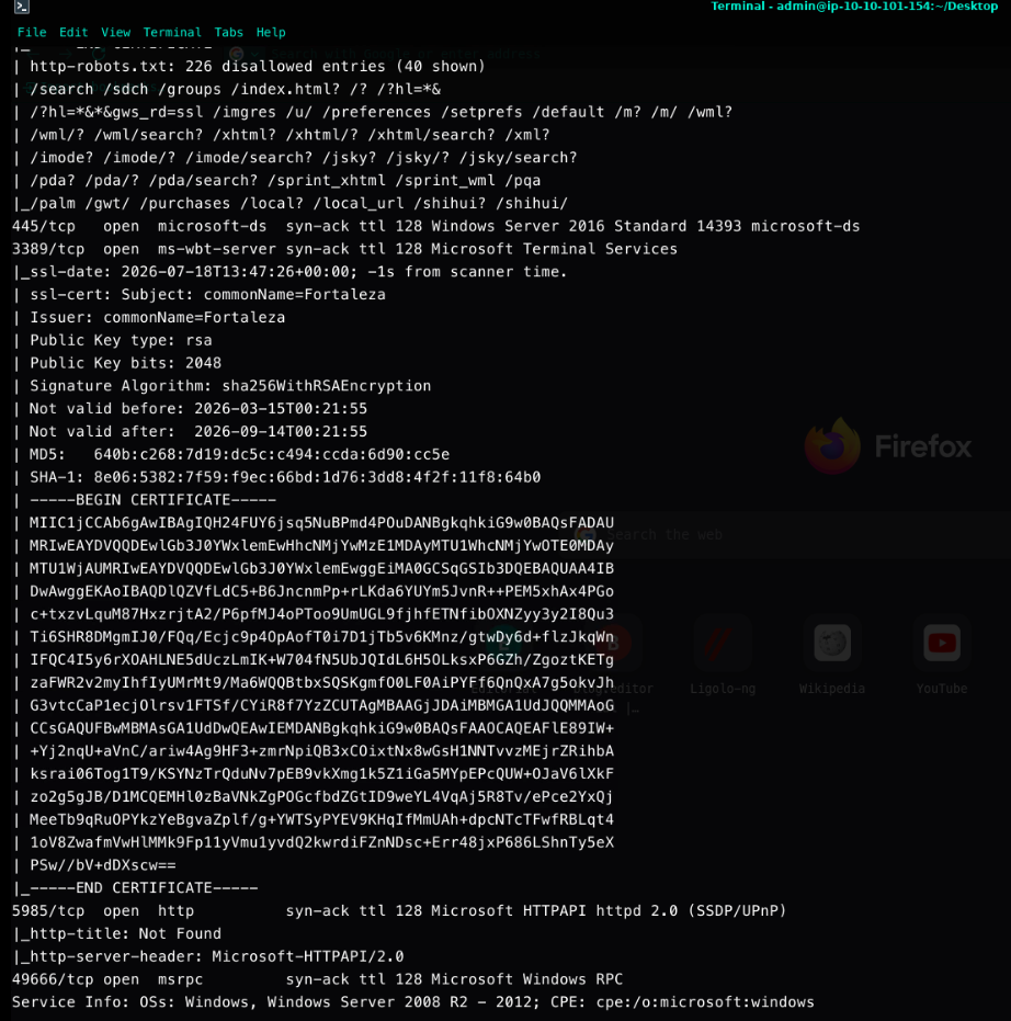 Further nmap output showing WinRM on 5985 and additional RPC service details